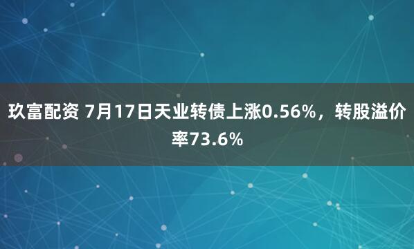 玖富配资 7月17日天业转债上涨0.56%，转股溢价率73.6%